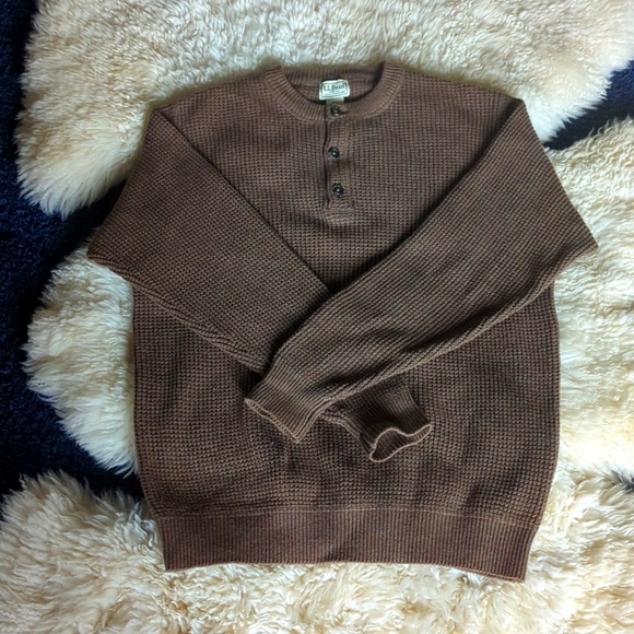 Bean Waffle Knit Henley Sweater